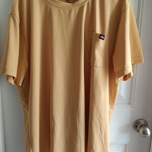 Genuine Dickies Mens 2XL Yellow Crew Neck Shirt Front Pocket Workwear Utility